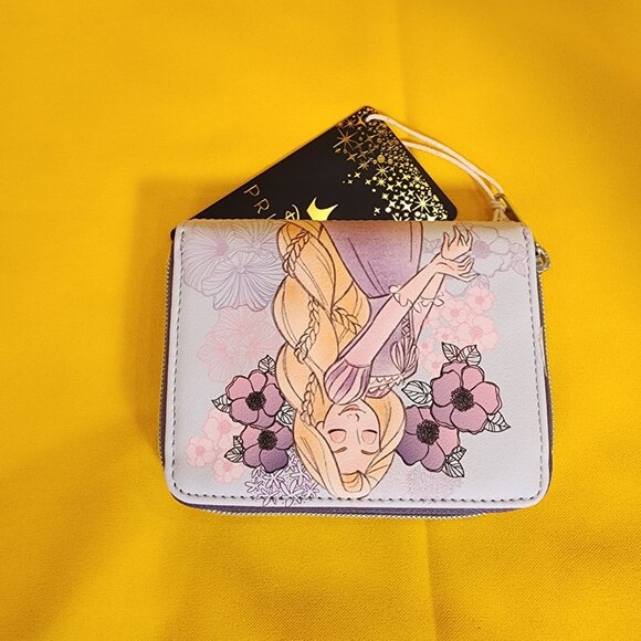 Loungefly Disney Princess Tangled Rapunzel Pastel Flowers Mini Zipper Wallet NEW - Picture 9 of 12